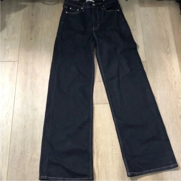 NWT! Banana Republic Dark Rinse Wash The Icon Classic Wide-Leg Jean 🩷 825977 - Picture 7 of 9